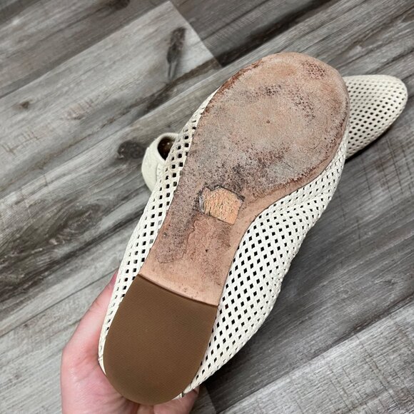 Tory Burch Whitaker Perforated Leather Ballet Flats Cream Women’s Size 6 - Picture 7 of 8